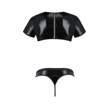 Комплект мужского белья под латекс Passion 057 Set Peter S/M Black, кроп-топ, стринги