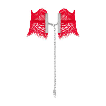 Широкий мереживний чокер Obsessive Bergamore choker, red