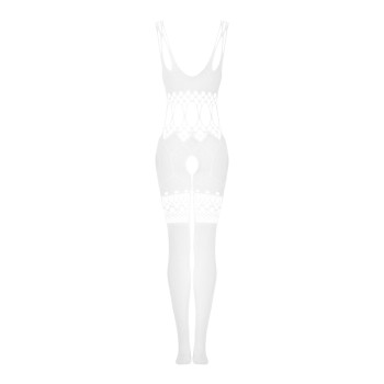 Сетчатый бодистокинг с имитацией топа и шорт Obsessive Bodystocking G330 XL/XXL, white, с доступом