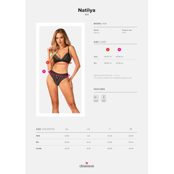 Комплект білизни Obsessive Natilya 2-pcs set M/L, black, бюстгальтер, трусики