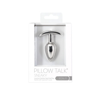 Анальна пробка Pillow Talk Sneaky Luxurious Stainless Steel Anal Plug із кристалом Swarovski