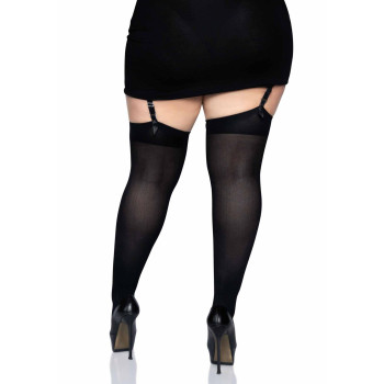 Плотные непрозрачные чулки Leg Avenue Nylon Thigh Highs Black, plus size