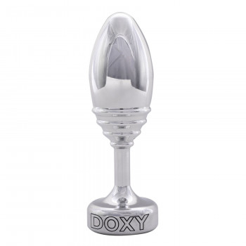 Металева анальна пробка DOXY Butt Plug RIBBED, ребриста, діаметр 3,3 см