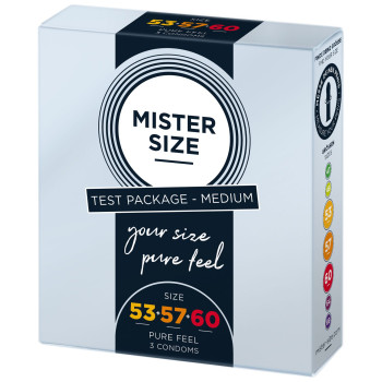 Набір презервативів Mister Size - pure feel - 53–57–60 (3 condoms), 3 розміри, товщина 0,05 мм