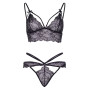 Эротический комплект со стрепами и стразами Leg Avenue Ready Or Not M Black, бра + стринги