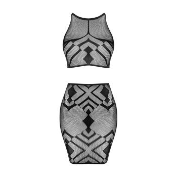Еротичний напівпрозорий комплект Obsessive K101 top & skirt S/M/L, топ, спідниця