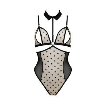Боди с открытой грудью Passion DOMINICA BODY XXL/XXXL beige, воротник-чокер, корсет
