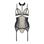 Корсет с открытой грудью Passion DOMINICA CORSET L/XL beige, пажи для чулок, стринги