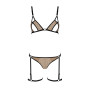 Еротичний комплект спідньої білизни Passion GABI SET L/XL beige, трусики з гартерами