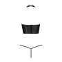 Комплект білизни з відкритими грудьми Passion GENEVIA SET WITH OPEN BRA L/XL black, корсет, стрінги