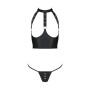 Комплект белья с открытой грудью Passion GENEVIA SET WITH OPEN BRA XXL/XXXL black, корсет, стринги