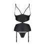 Корсет с открытой грудью Passion JANNIES CORSET L/XL black, стринги в наборе