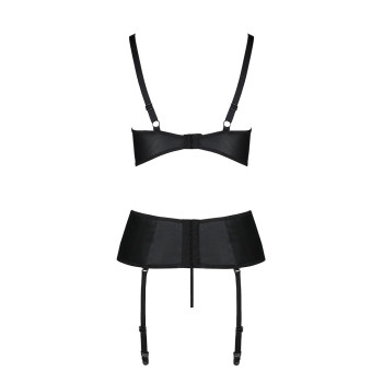 Корсет с открытой грудью Passion JANNIES CORSET L/XL black, стринги в наборе