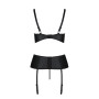 Корсет с открытой грудью Passion JANNIES CORSET L/XL black, стринги в наборе