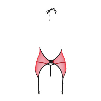 Корсет с пажами для чулок Passion PEONIA CORSET L/XL red, стринги