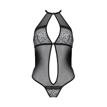 Сітчасте боді з мереживом на грудях Passion SATARA BODY XXL/XXXL black