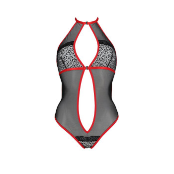 Сетчатое боди с кружевом на груди Passion SATARA BODY L/XL red
