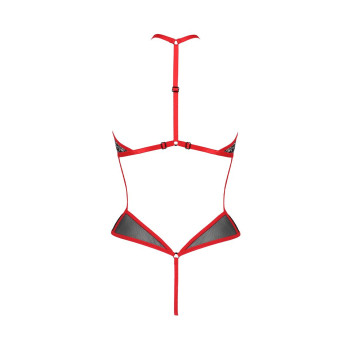 Сетчатое боди с кружевом на груди Passion SATARA BODY L/XL red