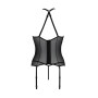 Корсет с пажами Passion SATARA CORSET S/M black, стринги, кружево, застежки спереди и сзади