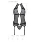 Корсет с пажами Passion SATARA CORSET S/M black, стринги, кружево, застежки спереди и сзади