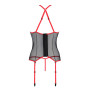 Корсет с пажами PassionSATARA CORSET L/XL red, стринги, кружево, застежки спереди и сзади