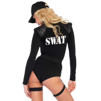 Костюм эротического спецназа Leg Avenue SWAT Team Babe L, боди, пояс, подвязки, игрушечная рация, ке