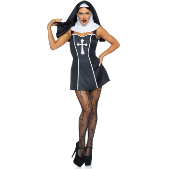 Костюм черниці Leg Avenue Naughty Nun XS, сукня, головний убір