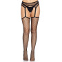 Чулки-сетка Leg Avenue Net stockings with garter belt One size Black, пояс, подвязки