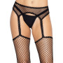 Чулки-сетка Leg Avenue Net stockings with garter belt One size Black, пояс, подвязки