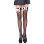 Чулки-сетка с атласным бантиком Leg Avenue Fishnet Thigh Highs One size Black With Bow Pink