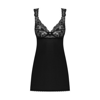 Сорочка бебі-дол з мереживом на грудях Obsessive Donna Dream babydoll XS/S Black, стрінги