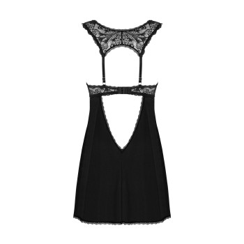 Сорочка бебі-дол з мереживом на грудях Obsessive Donna Dream babydoll XL/2XL Black, стрінги