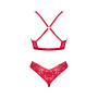 Комплект белья Obsessive Lacelove cupless 2-pcs set M/L Red, открытый доступ, открытая грудь