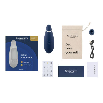 Вакуумный клиторальный стимулятор Womanizer Premium 2 - Blueberry, функции Autopilot и Smart Silence