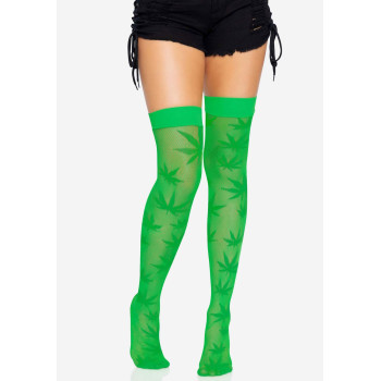 Панчохи Leg Avenue 420 Net thigh highs Green