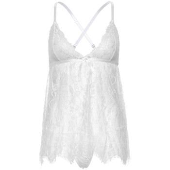 Пеньюар Leg Avenue Floral lace babydoll & string White S