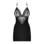 Сатиновый комплект для сна с кружевом Obsessive 828-CHE-1 chemise & thong S/M (мятая упаковка!!!)