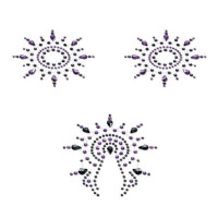 Пэстис из кристаллов Petits Joujoux Gloria set of 3 - Black/Purple, украшение на грудь и вульву