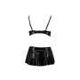 Комплект білизни під латекс DEBY SET black XXL/XXXL - Passion: ліф, міні-спідничка, стрінги