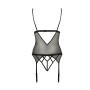 Корсет с открытой грудью DIABOLINA CORSET black S/M - Passion, пажи, трусики, полупрозрачный