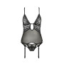 Корсет с декольте ERZA CORSET black XXL/XXXL - Passion, пажи, трусики, полупрозрачный