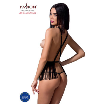 Комплект белья INDRA SET OpenBra black S/M - Passion Exclusive: стринги, портупея с бахромой
