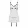 Сорочка прозора з пажами ORIHIME CHEMISE white L/XL - Passion, трусики, стрепи