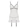 Сорочка прозора з пажами ORIHIME CHEMISE white XXL/XXXL - Passion, трусики, стрепи