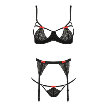 Распродажа!!! Комплект белья PERDITA SET black L/XL - Passion: стрэпы: лиф, стринги и пояс для чулок