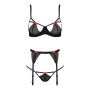 Распродажа!!! Комплект белья PERDITA SET black L/XL - Passion: стрэпы: лиф, стринги и пояс для чулок