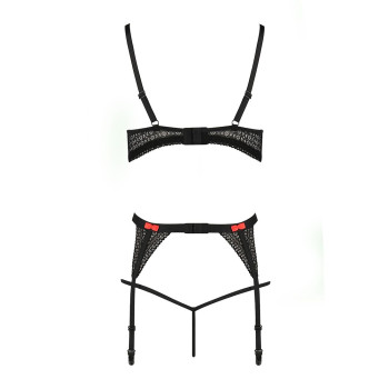 Распродажа!!! Комплект белья PERDITA SET black L/XL - Passion: стрэпы: лиф, стринги и пояс для чулок