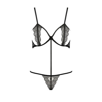 Комплект білизни QUENTRIS BIKINI black S/M - Passion Exclusive, стрінги і напіввідкритий ліф