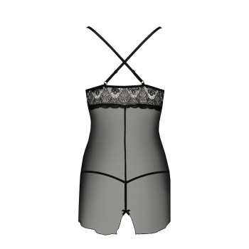 Прозора сорочка приталена QUENTRIS CHEMISE black L/XL - Passion Exclusive, трусики