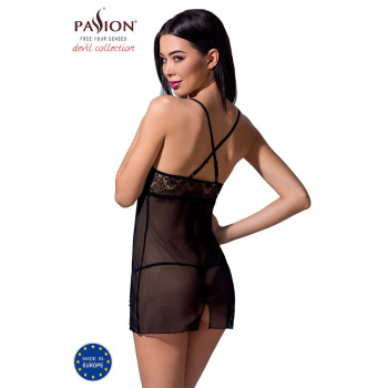 Прозора сорочка приталена QUENTRIS CHEMISE black S/M - Passion Exclusive, трусики